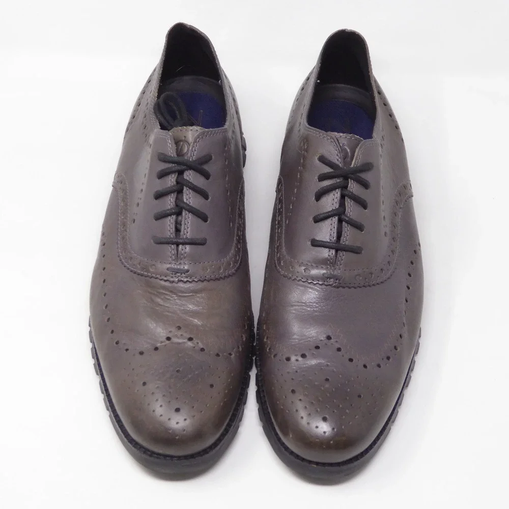 Cole Haan Mens Zerogrand Laser Wingtip Oxford Pavement Brown Leather 12M